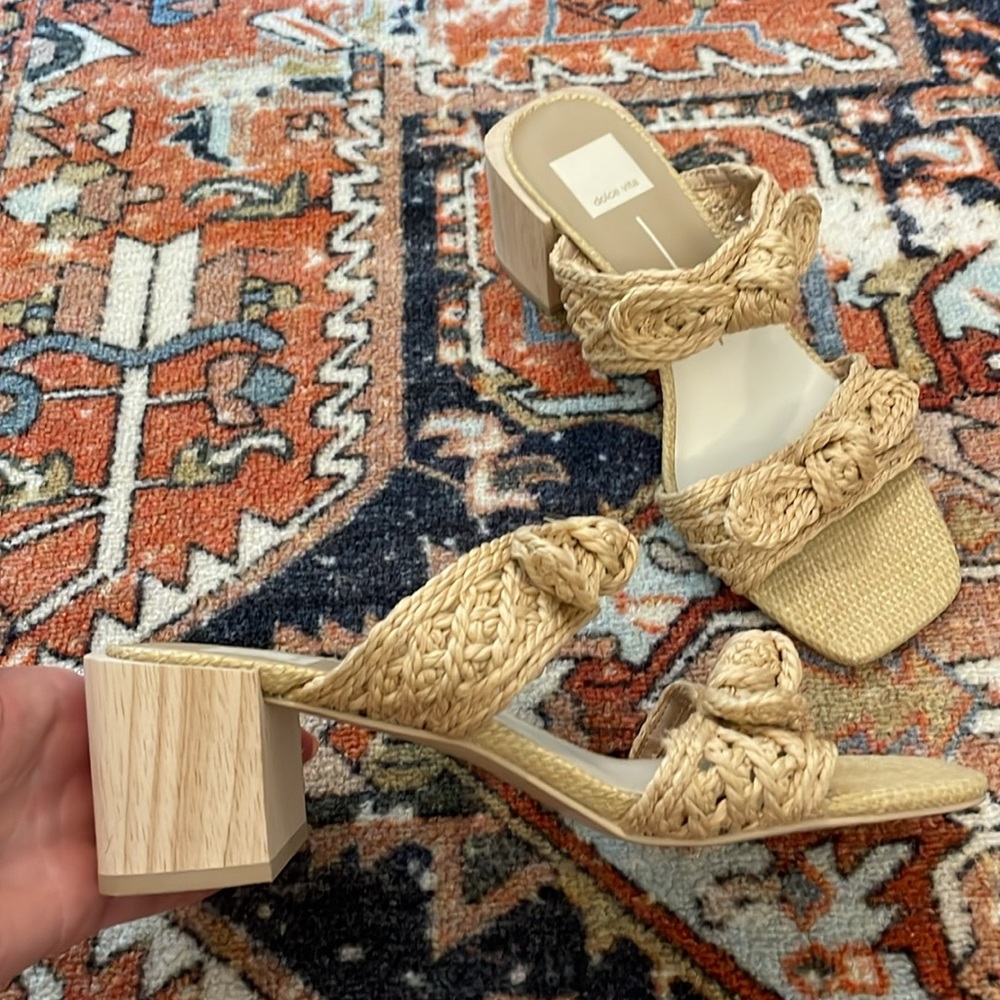 Dolce Vita Raffia Block Heel Sandals | Women’s Size 8.5